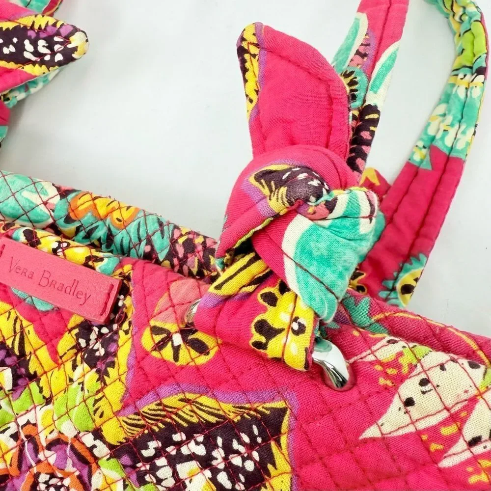 Vera Bradley Hadley Pink Rumba Print Colorful Floral Soft Quilted Shoulder Bag